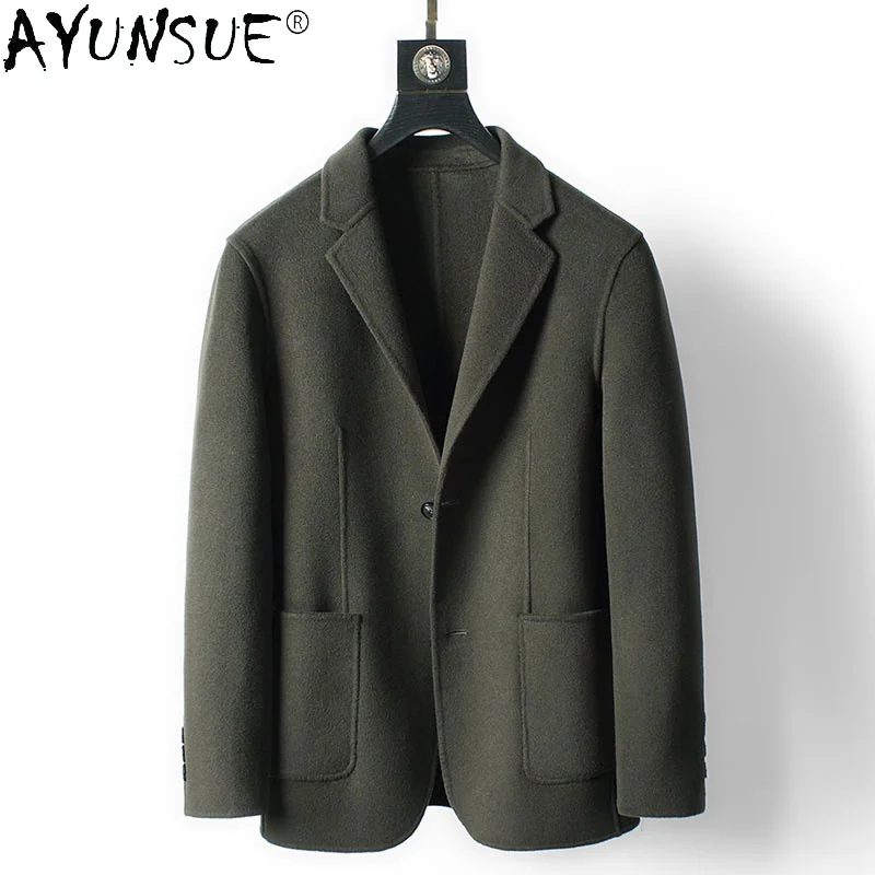 

Autumn Winter Wool Coat Manual Double-Faced Woolen Men Clothing Short Men's Blazer Outwear Casaco De Lã Masculino