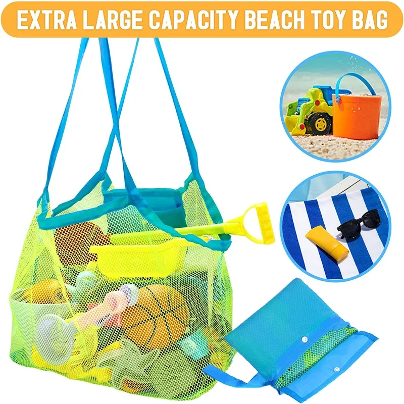Pack De 3 Bolsas De Malla Para Juguetes De Playa - Plegables, Transpirables, Ideales Para Niños Y Viajes