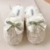 Winter Warm Fur Slippers for Women Cute Bow House Non Slip Soft Shoes Comfort Flat Heel Home Indoor Bedroom Plush Cotton Slides 4