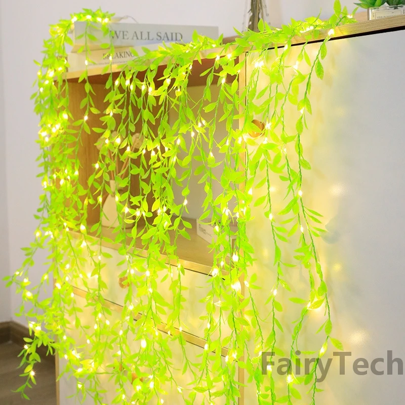 Batteria foglia artificiale Willow Vines Lights String Garland Flower Garland Fairy Lights Home Garden Wedding Party Decoration