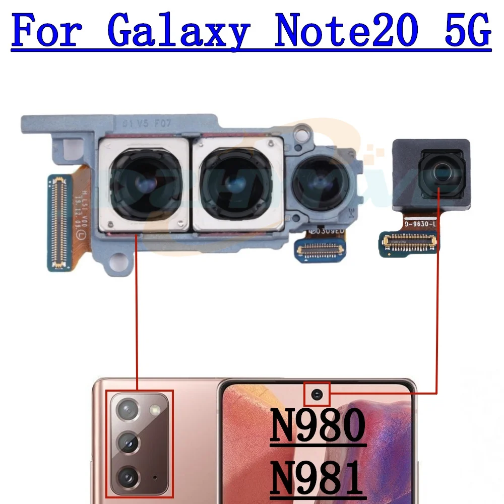 

Original Front Rear View Back Camera For Samsung Note20 N980 N981 Note 20 Small Frontal Main Facing Camera Module Flex Parts