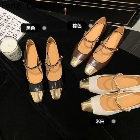 Square-toe High-heeled Shoes, Feminine Temperament, Advanced Black Mary Jane Shoes, Thick Heels and Leather Shoes.34-40