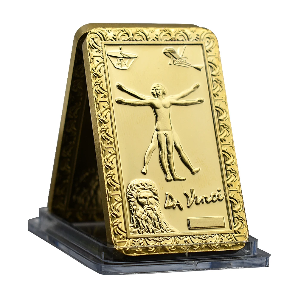 Mona Lisa Gold Bar Da Vinci Metal 3D Embossed Crafts Home