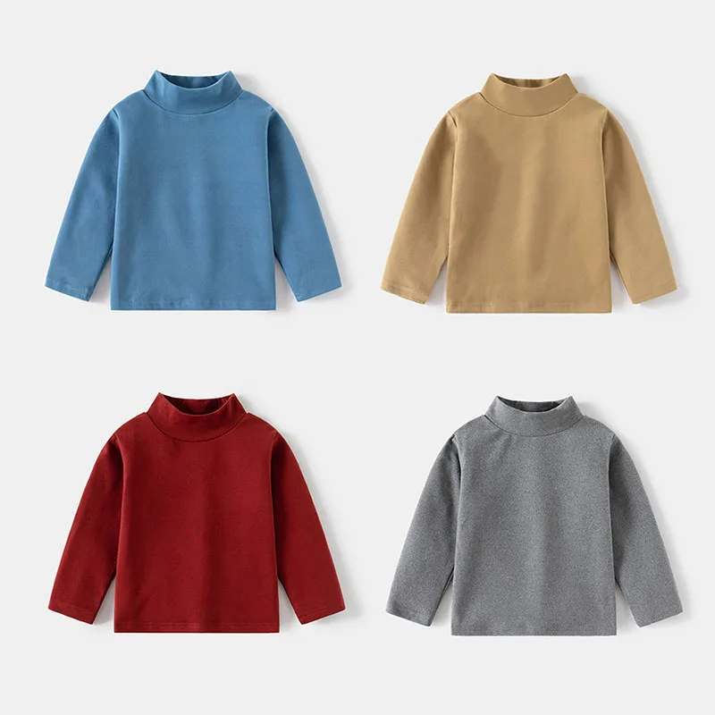 Autumn Kids Solid Color High Collar Undershirts