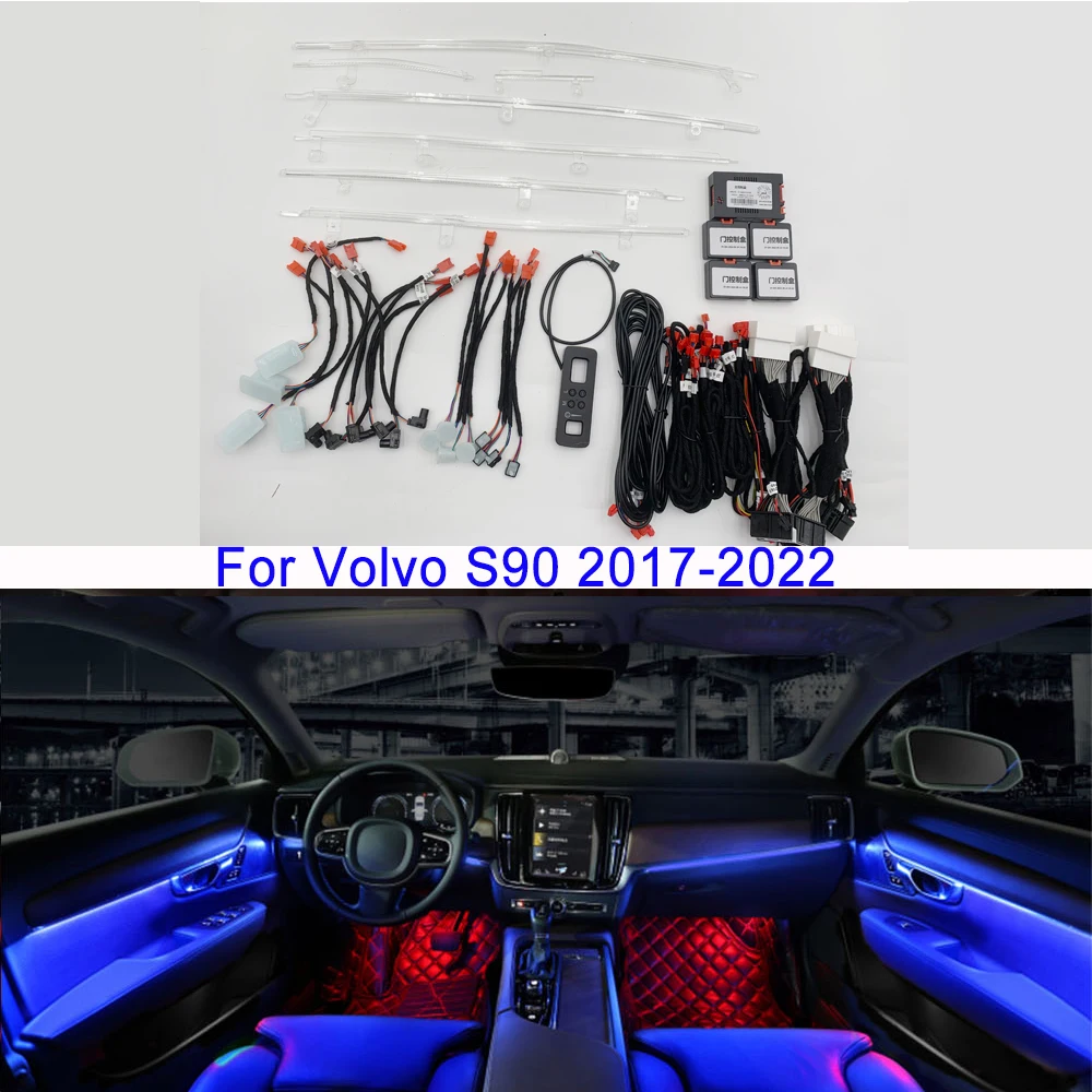 

Светодиодная лента с пультом управления, 64 цвета, для Volvo S90 V90 2017-2022