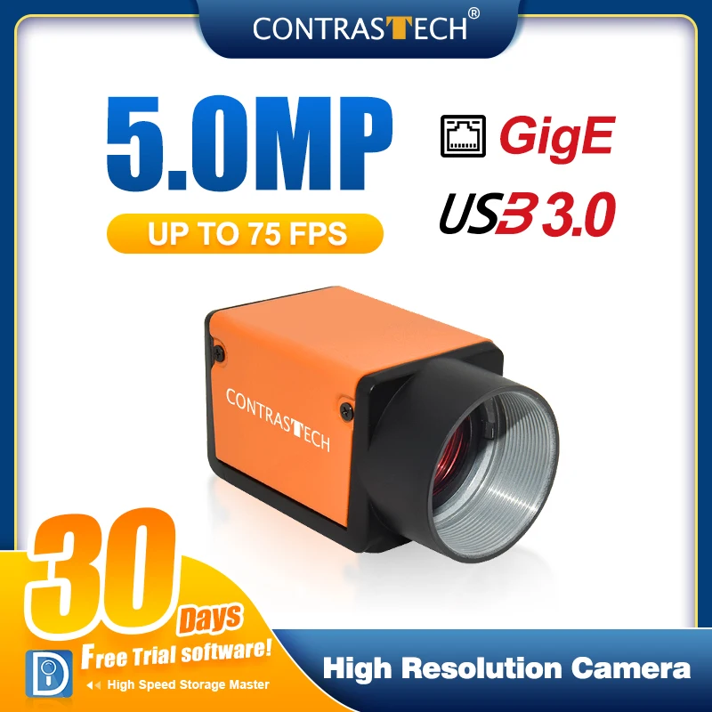 CMOS 글로벌 셔터 검사용 산업용 카메라, 고해상도, 5MP, 20fps, PYTHON5000, XGS5000, IMX264