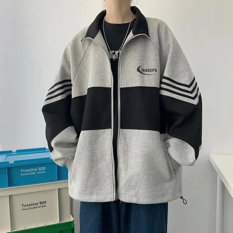 

Fashion korean Personalized Casual Printing Men Hoodie American Y2K simple street Retro loose Couple jacket Hoodie Top