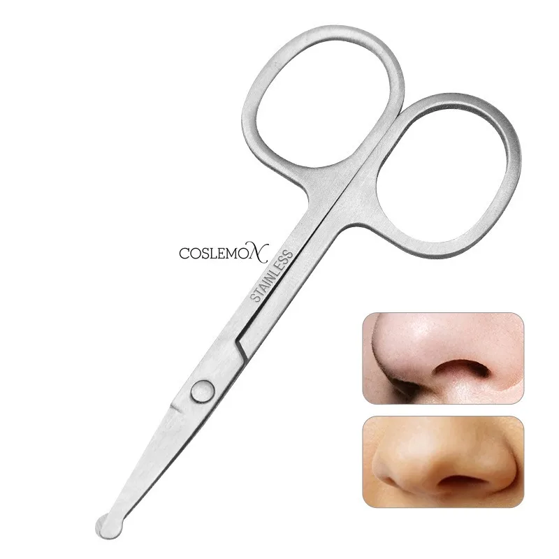 Hair Trimmer Multifunctional Stainless Steel Nose Hair Cut Round Head Manual Eyebrow Trimming Beard Scissors Beauty Tool nose hair scissors,facial hair scissors,eyebrow scissors,hair scissors