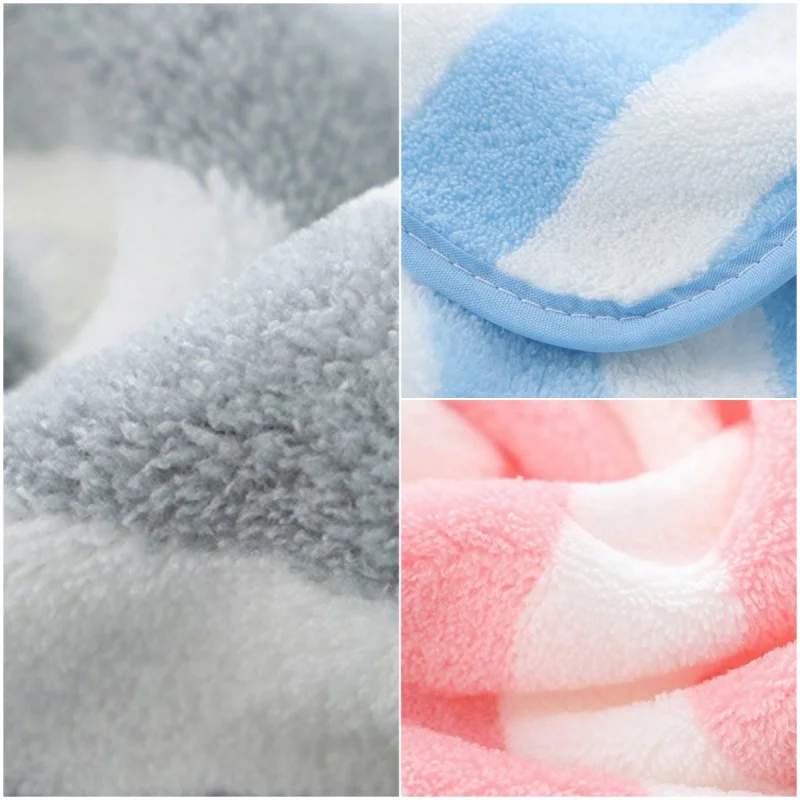 Soft Striped Bath Towel Set - Quick-Drying Absorbent Microfiber Face & Hand Towels for Bathroom, Home Spa - 70x140cm & 35x75cm 5