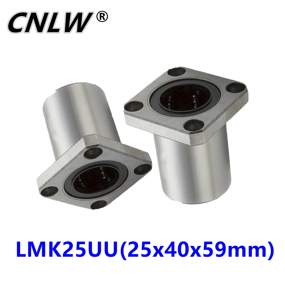 1 PCS LMK Square Flange Linear Motion Bushing LMK Ball Bearing LMK25UU Bearing Steel For 3D Printer Linear Rod Part CNC