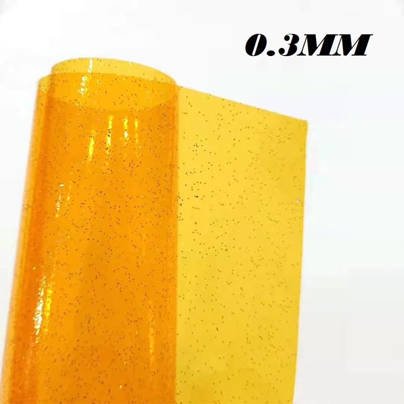 

Eco Fine Glitter Powder Transparent PVC Jelly Vinyl Fabric for Party Decor Bows DIY Handmade Crafts Materials Leather 30*135CM