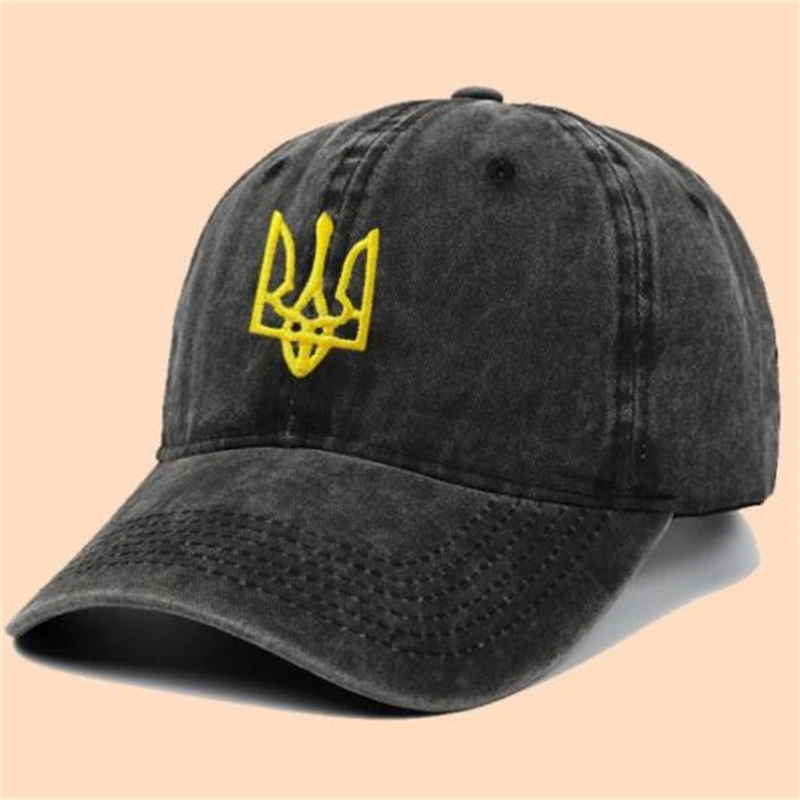 Ukraine Symbol Embroidery Cotton Washed Fashion Sports Baseball Cap Adjstable Hip Hop Dad Hat New Visor Protection Snapback Caps