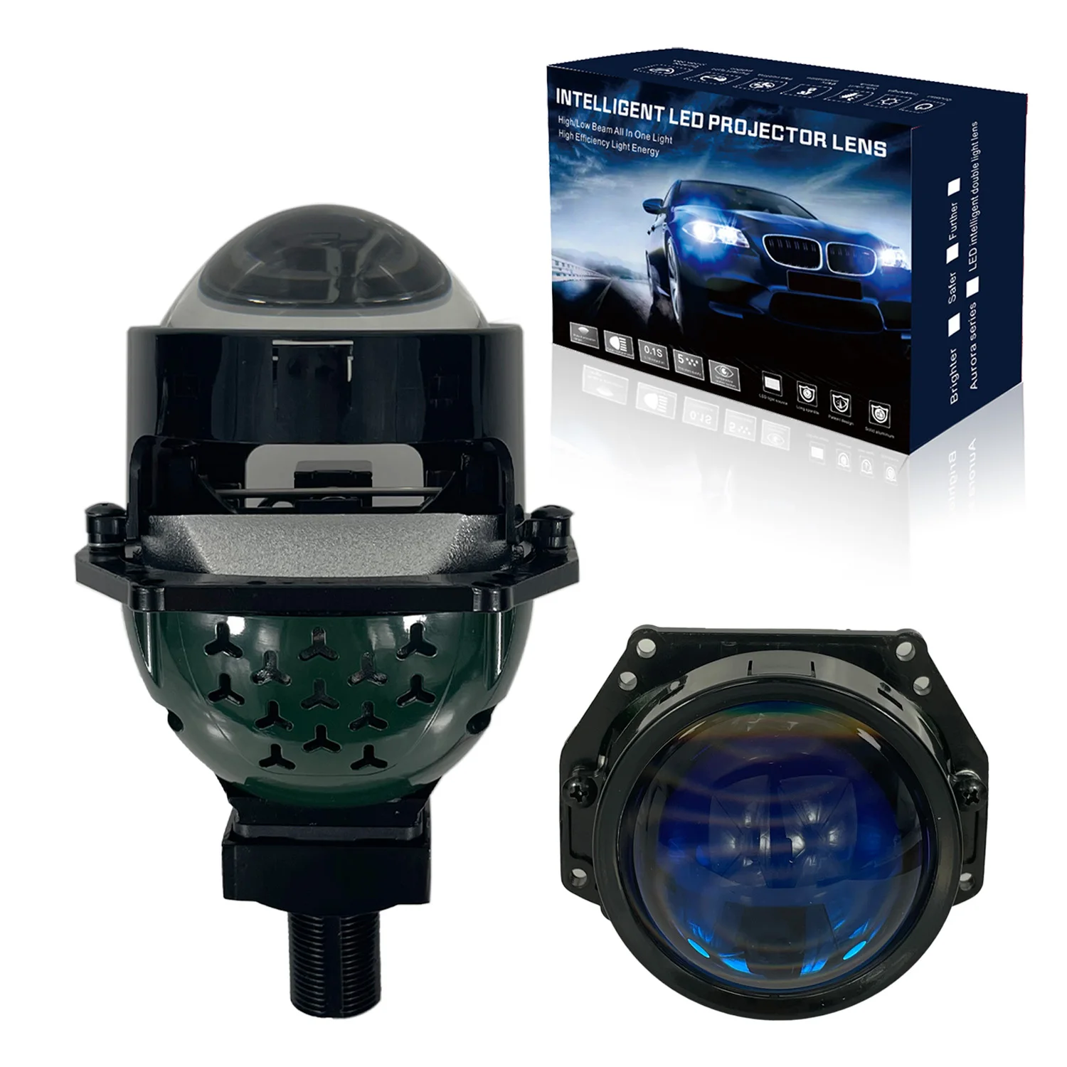 

Wholesale customized high lumen hd bi led projector light H4 H7 9005 universal lens