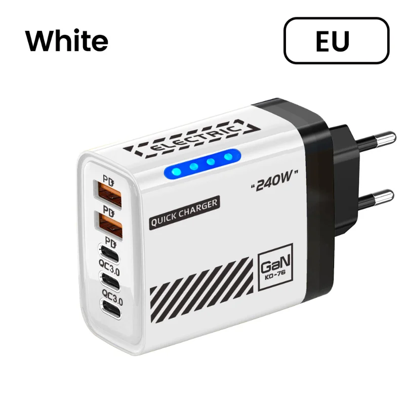 ตัวเลือกสินค้า อะแดปเตอร์ชาร์จไฟ GaN 240W 5 พอร์ต ชาร์จเร็ว สำหรับมือถือและโน้ตบุ๊ก