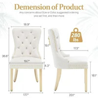 Dining Chairs Set of 6, Luxury Velvet Tufted Legs & Nailhead Trim, Back Lion Head Pull Ring & Rhomboid Pattern, Kitchen Chairs 2