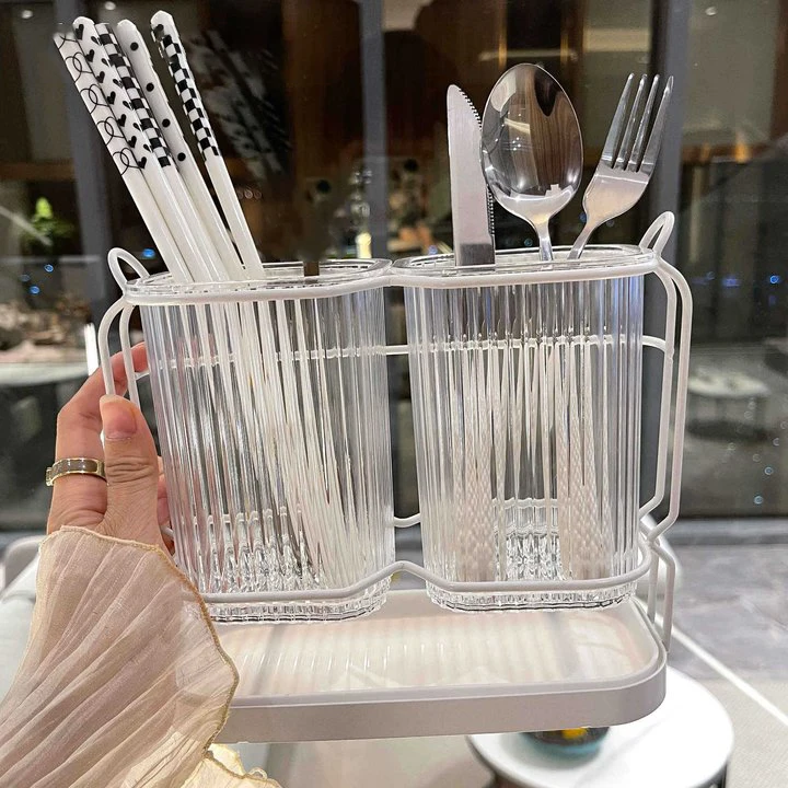 

Luxury Cutlery Drainer Wall Mounted Kitchen Cutlery Organizer Spork Spoon Holder Utensil Drying Rack Kitchen Organizer