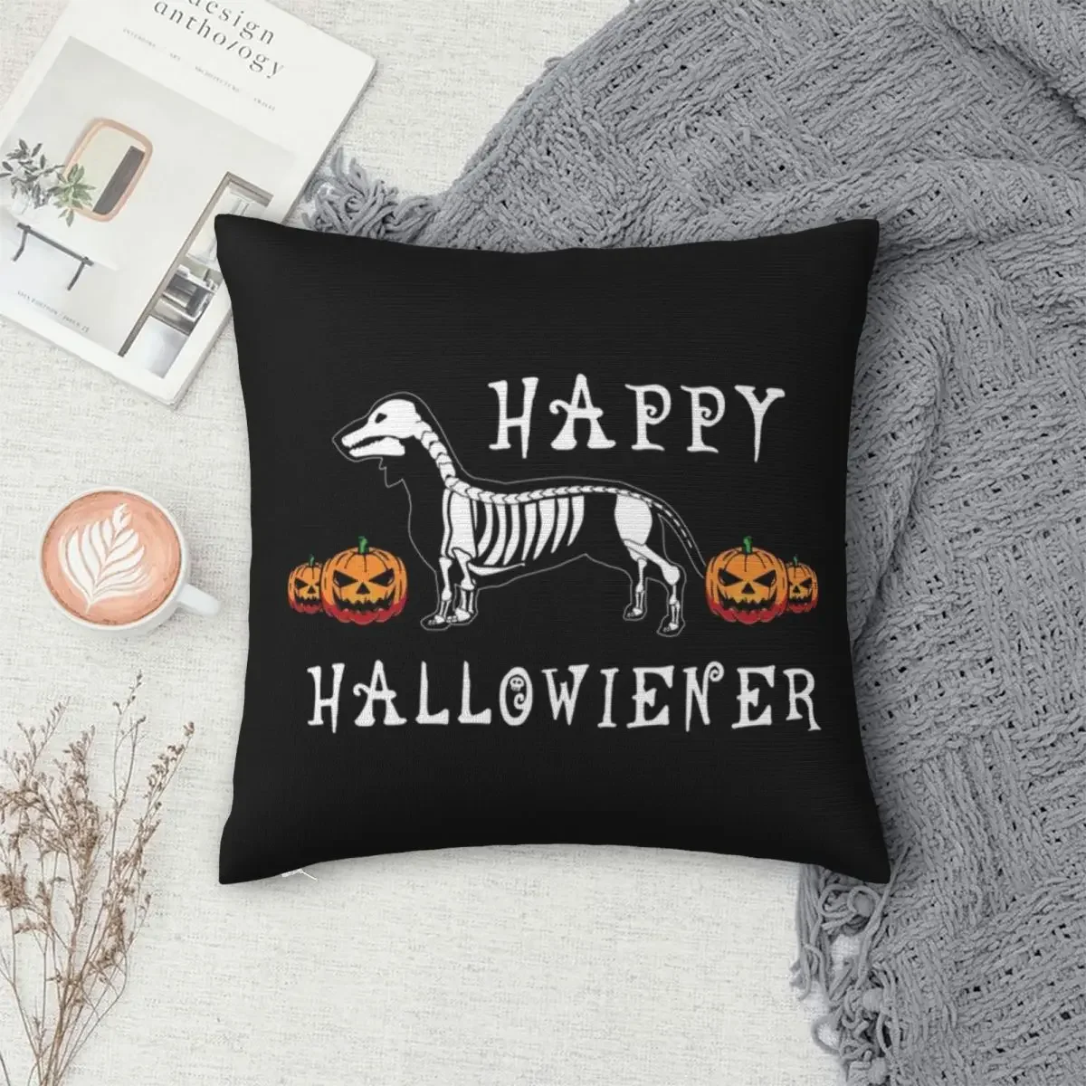 

Achshund Skeleton Halloween Pillowcase Polyester Pillows Cover Cushion Comfort Throw Pillow Sofa Decorative Cushions Used