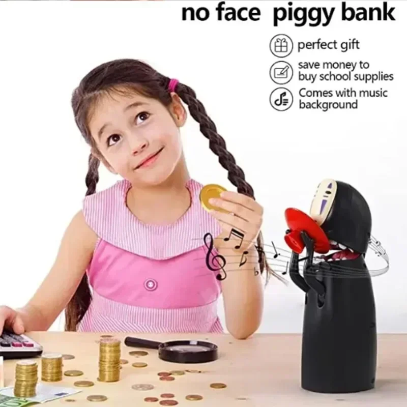 Cartoon Coin Saving Jar Anime Figure Faceless Man Saving Pot Spirited Away Figurine Electric Home Collectible Model Decor Gift - Image 4