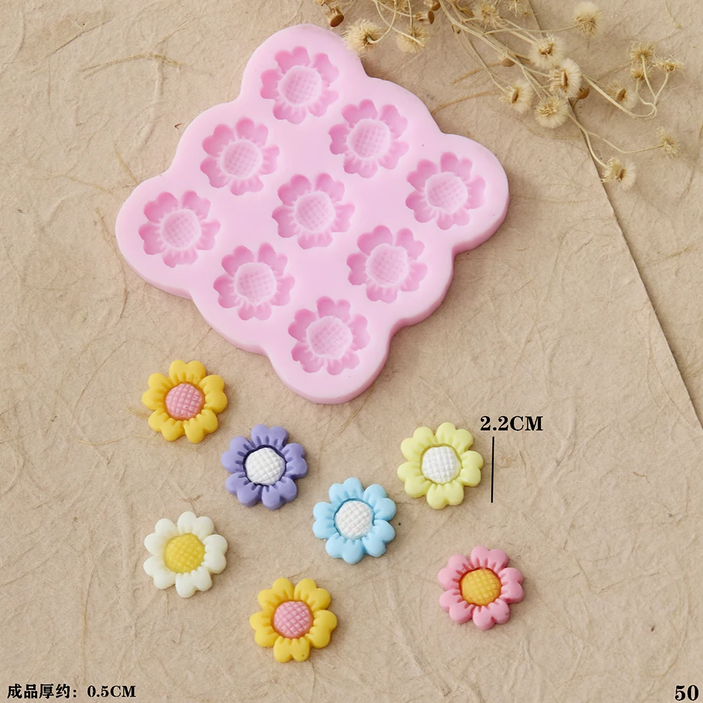3D 9-Cavity Flower Silicone Mold – Sunflowers Design for Fondant, Candy, Chocolate, Cak... - SKU FSM01228 - UGI Packaging
