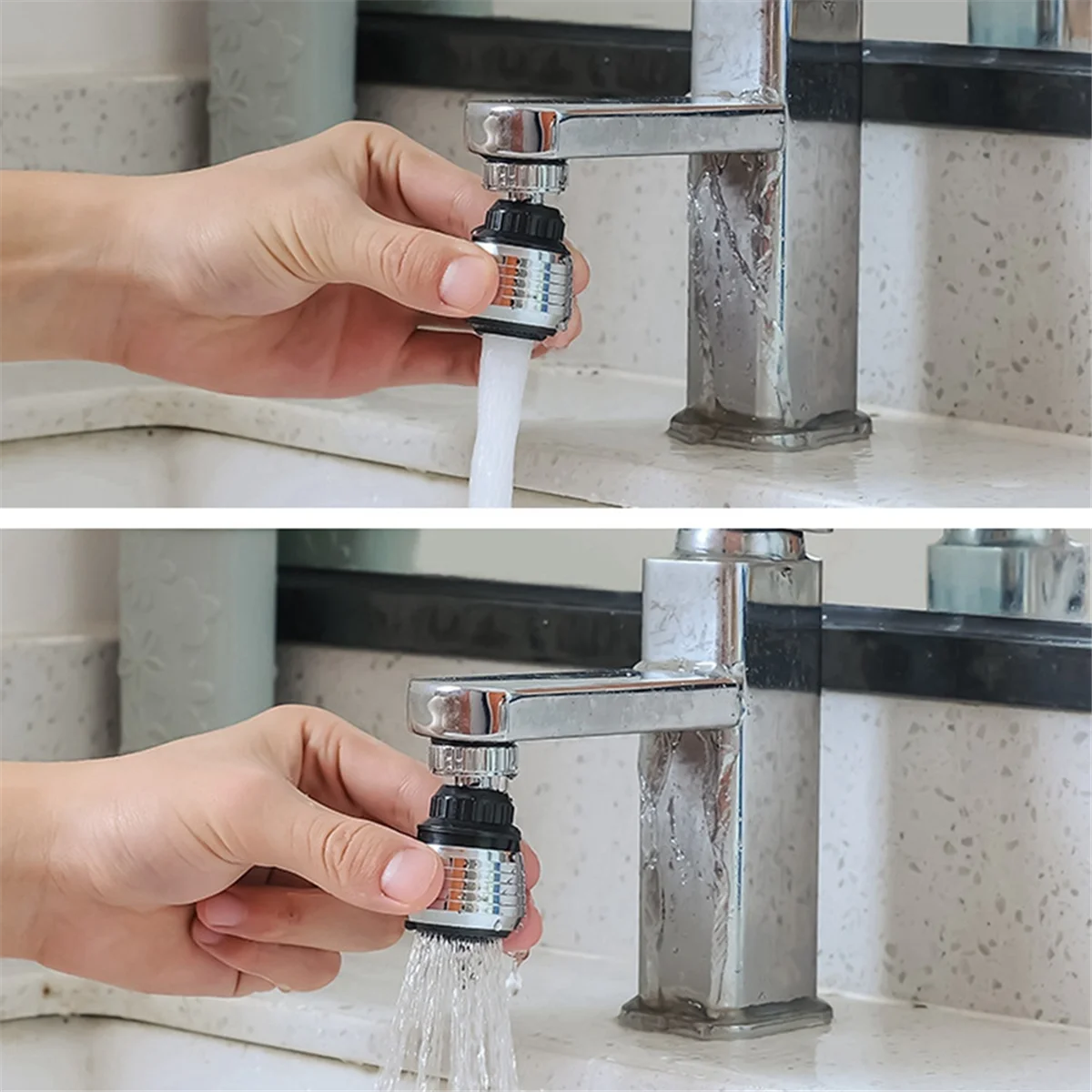 HHTL 주방용 스테인리스 스틸 수도꼭지 분무기, 물튀김 방지 버블러, 익스텐션 회전 수도꼭지 익스텐더, 3 세트