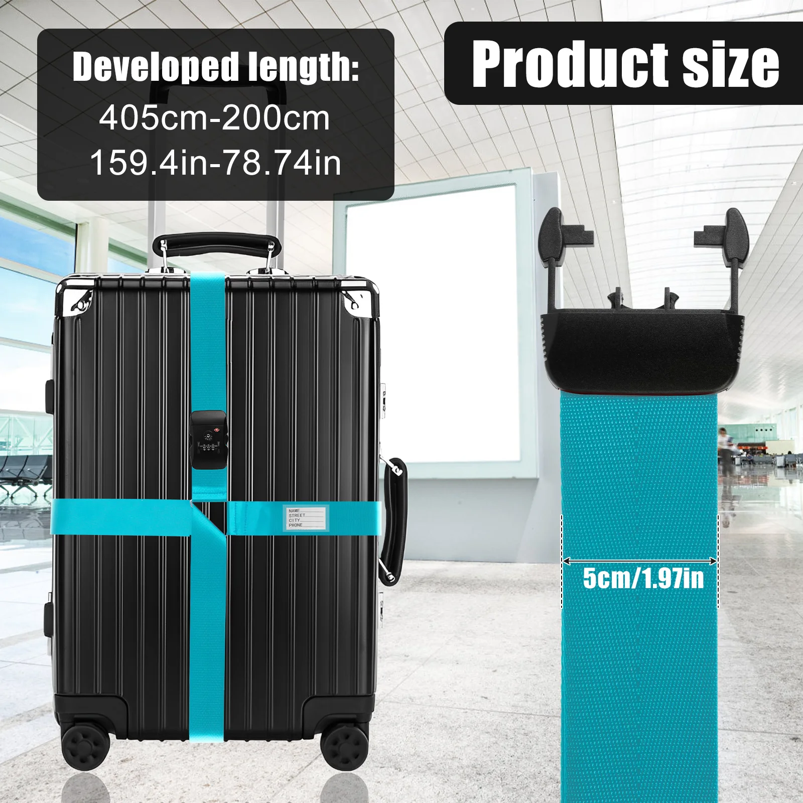 Luggage Strap Anti-theft Suitcase Buckle Cross Strap TSA Customs Lock Adjustable Bundle Baggage Belt for 20-32in Luggage 2/1pc