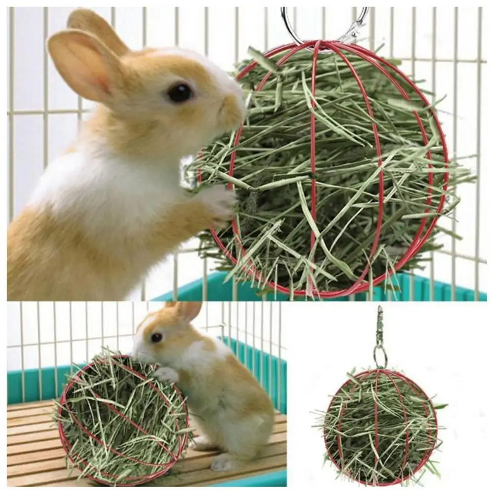 Pet Toys Hamster Toy Pet Grass Ball Hanging Long Chain Round Rabbit Grass Ball Small Metal Hamster Grass Ball Rack Guinea Pig Feeder Pet Toy Pet Supplies