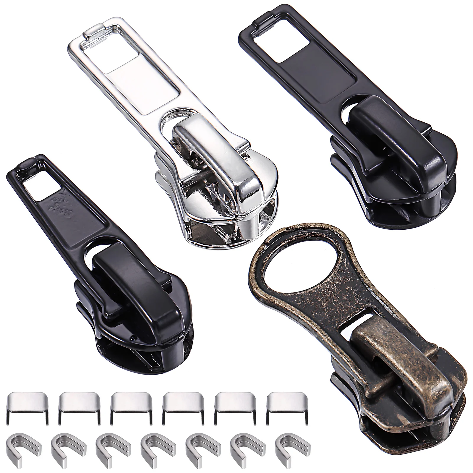 

1 Set Zipper Heads Zipper Pullers Metal Zipper Replacement for Jacket Coat Purse