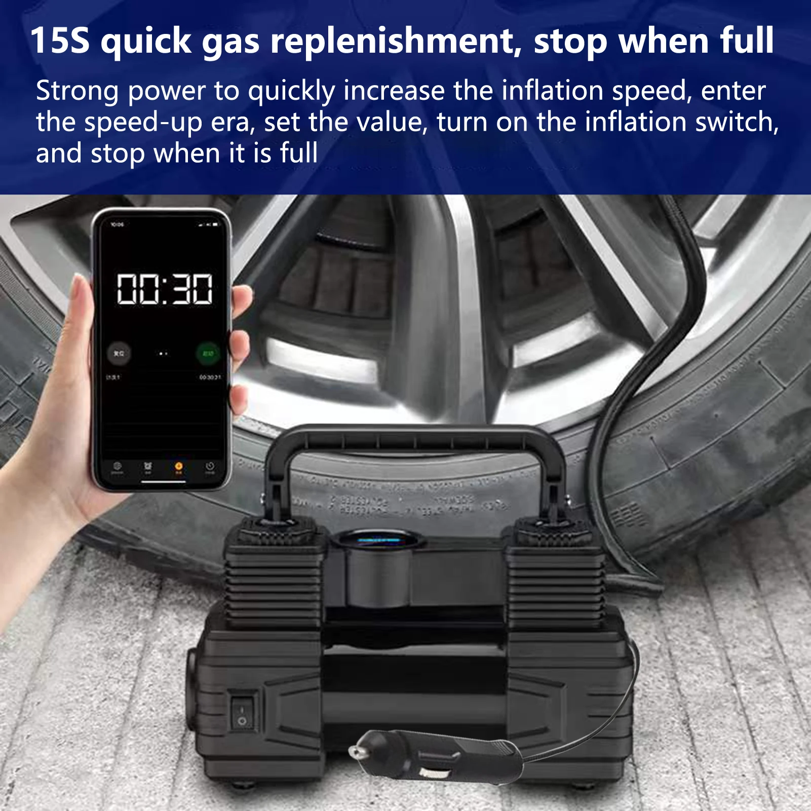 Wireless Digital Tire Pump with LED Light