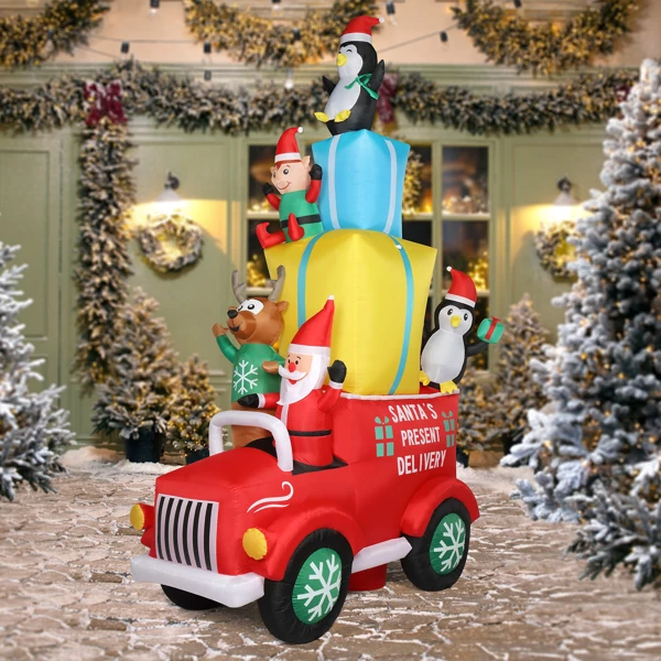  12ft 圣诞老人开车带礼物 12颗LED灯 庭院圣诞老人装饰 24W-47