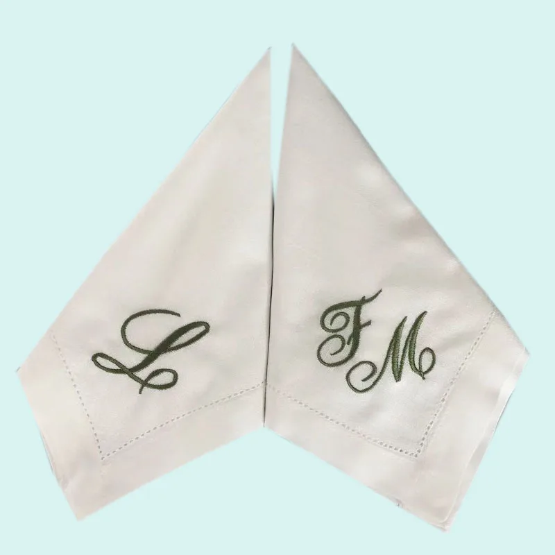 Personalized Letter Customization Embroidered Napkins Home Wedding Party 1piece cotton napkins,polyester napkins,satin napkins,disposable paper napkins,paper napkins,linen napkins
