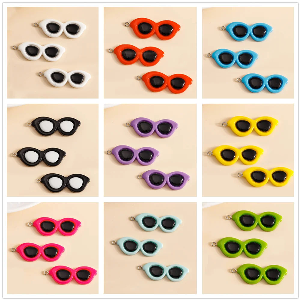 Leslie Harz Cartoon Coole Sonnenbrille Charms für Schmuckherstellung Ohrringe Anhänger Halsketten Armbänder Zubehör DIY Geschenke