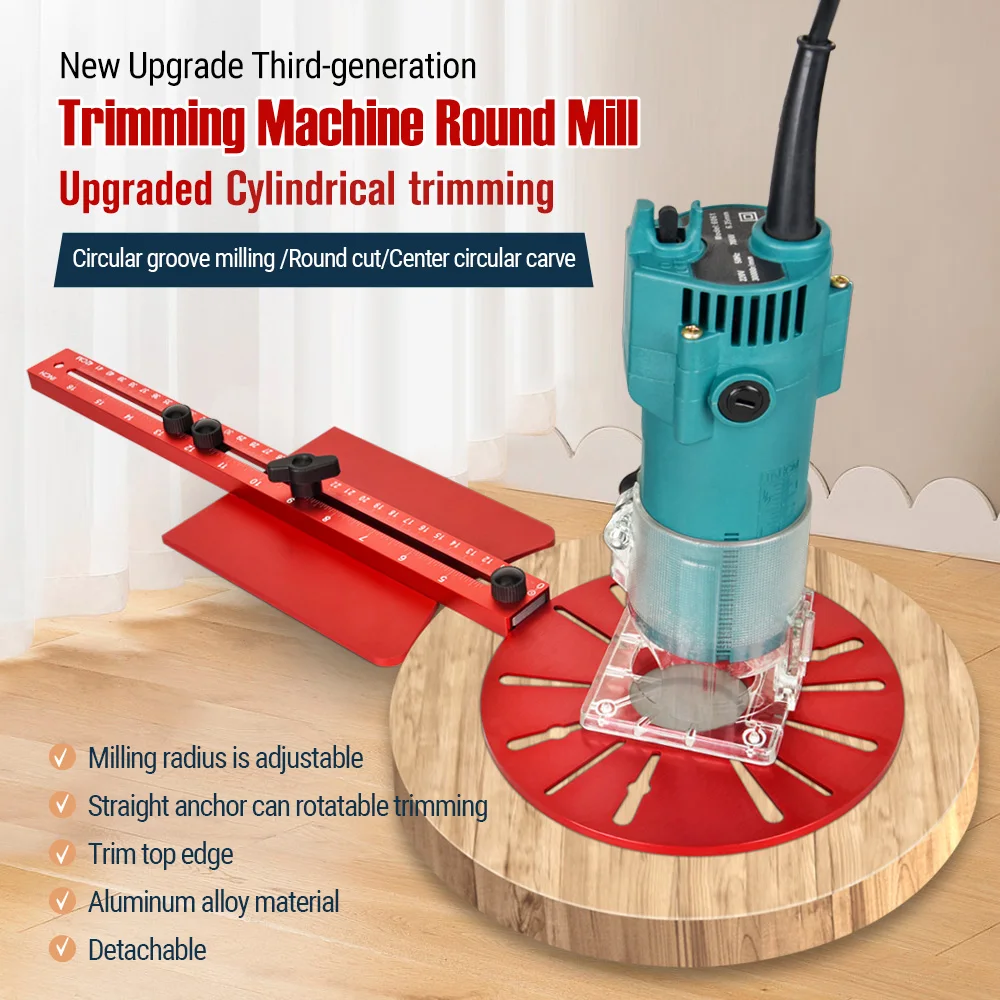 1pc Trimmer's Edge Guide, Positioning Tool, Hole Opener, Wood Milling, Circular Milling Channel, Woodworking Tools