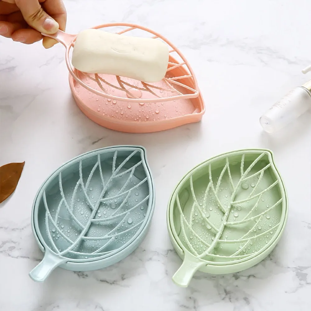 

TXM Fashion Leaf Shape Soap Box Drain Soap Holder box Bathroom Shower Sponge Storage Plate Tub Washstand Kitchen Accessories