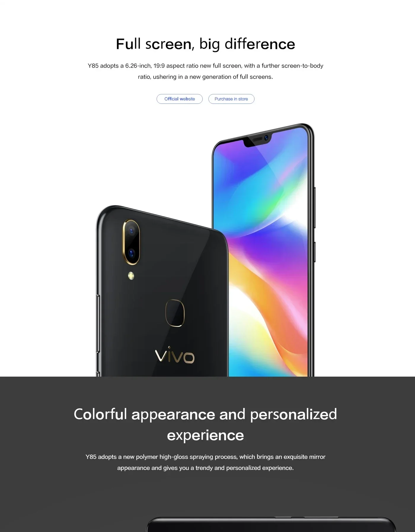 オリジナルVIVO Y85スマートフォン グローバルROM Androidロック解除