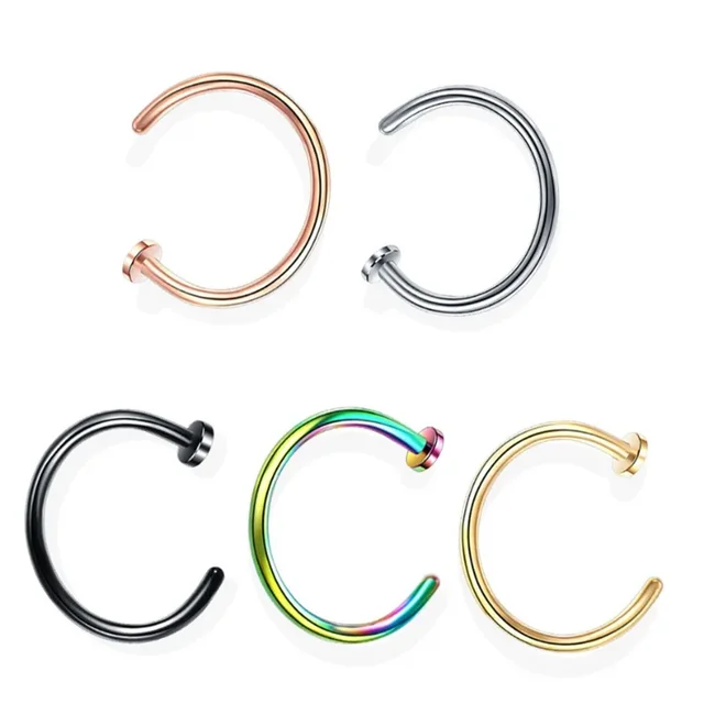 Fake Piercings 20G Fake Nose Ring Set 19-Piece Clip-On Hoops