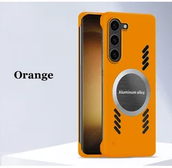 Sleek Car-Mounted Magnetic Case with Heat Dissipation for Samsung S24 Pro (Orange)