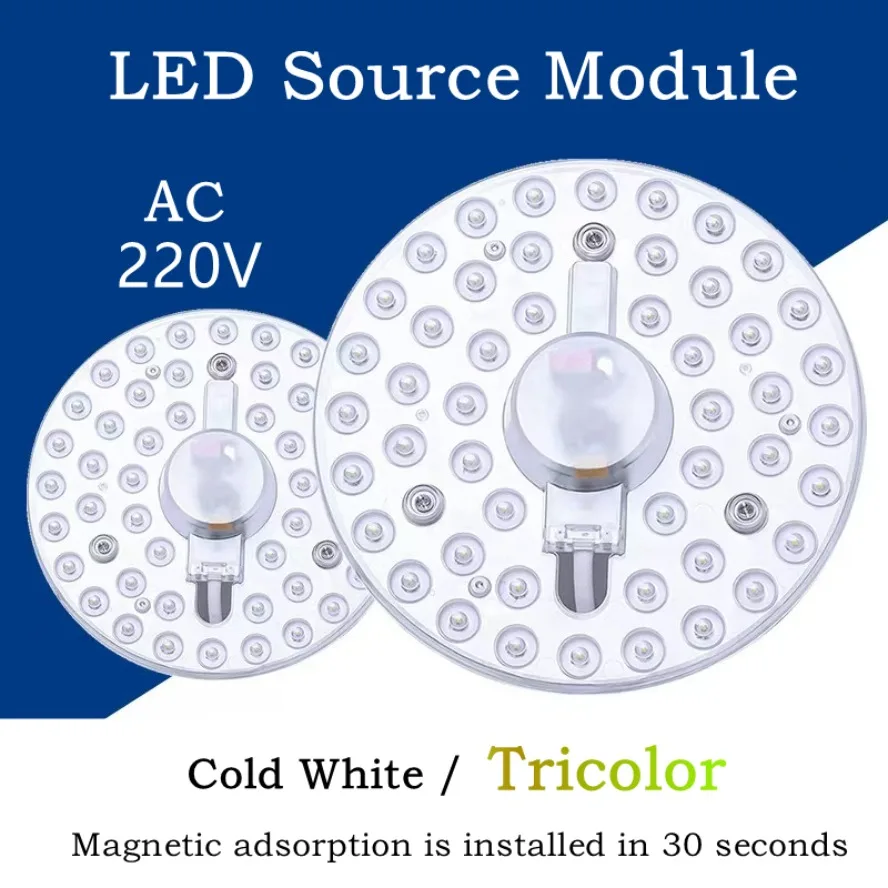 White/Tricolor Dimming LED Ring Ceiling Light - Modern Circular Panel Lamp