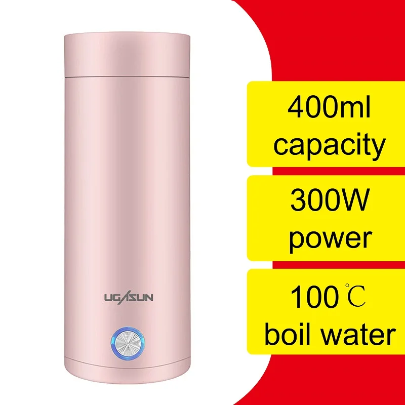 Hervidor eléctrico portátil, Hervir agua rápidamente, Hervidor de viaje,  Calentador de agua, Taza de agua eléctrica de 400 ml, Mini termo de viaje  Blanco Gloria Hervidor eléctrico