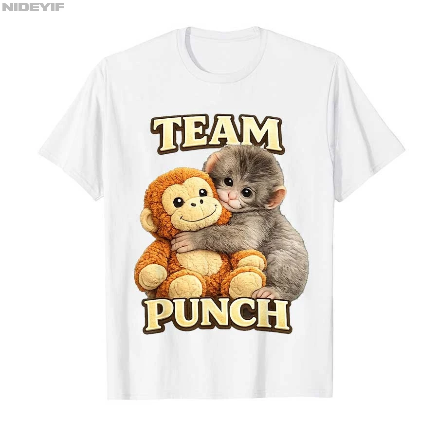 Cute Monkey Punch Panchi Kun Japan Baby Team Meme T-Shirt - 100% Cotton Short Sleeve Top