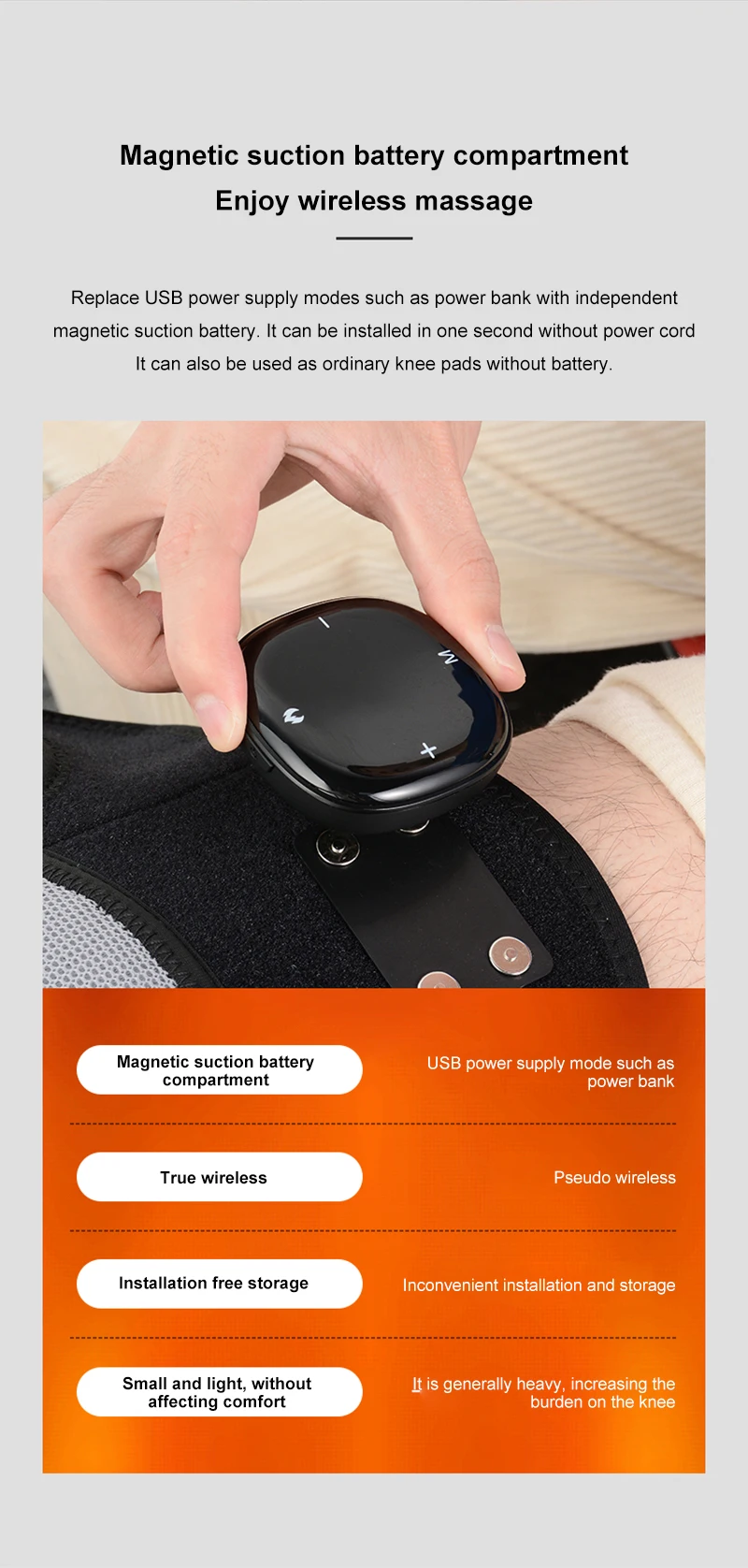 Black Thermal Knee Massager EMS 3 in 1 Shoulder Knee Elbow Heating Massage Support Brace Rechargeable Vibration Pad Arthriti