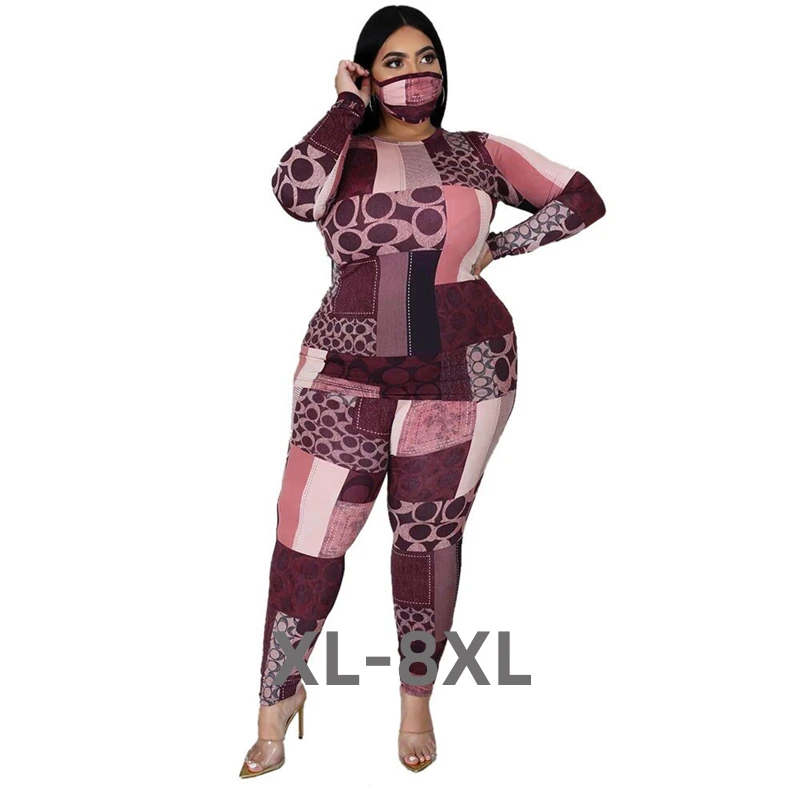 

Plus Size New Clothing 2 Piece Set Tracksuit Stretch Top and Pants Outfits Jogger Sweatsuit Matching Suit Who 3xl 4xl 5xl 6xl