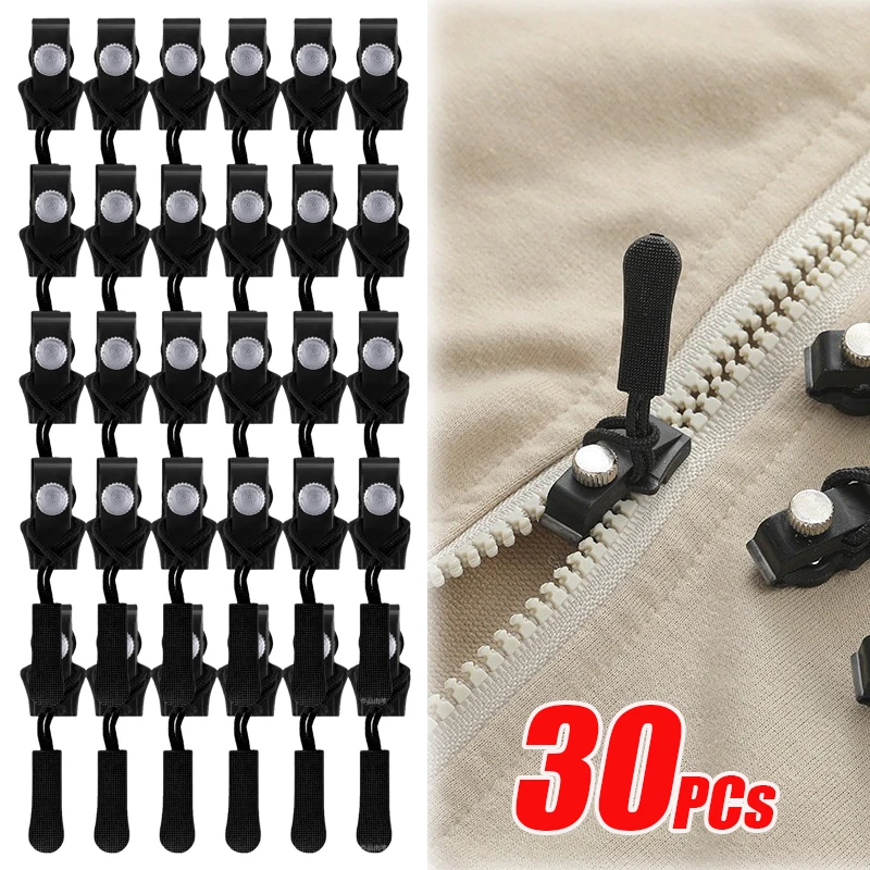 Zipper Repair Kit Sliders Heads Accessories Universal Instant Zipper Repair Replacement Sliding Teeth Rescue Zipper Head 2-30pcs for Bag 3 Different Size Sewing Kit