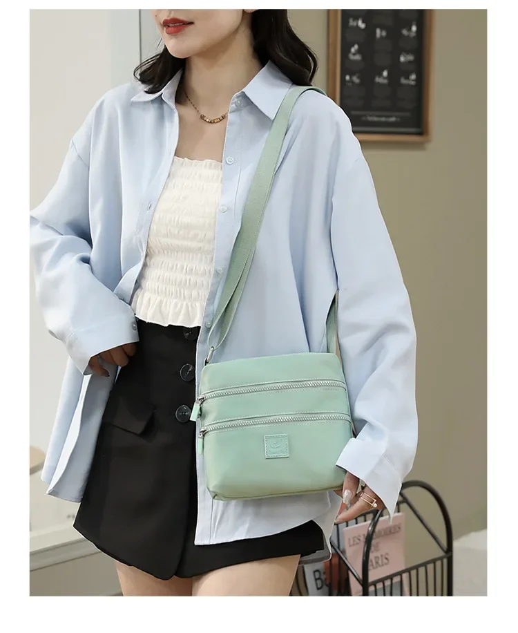 2023 Fashion Women Unisex Crossbody Bags Lightweight Multi-layer Sports Style Solid Color New Nylon  Unique Design High Quality