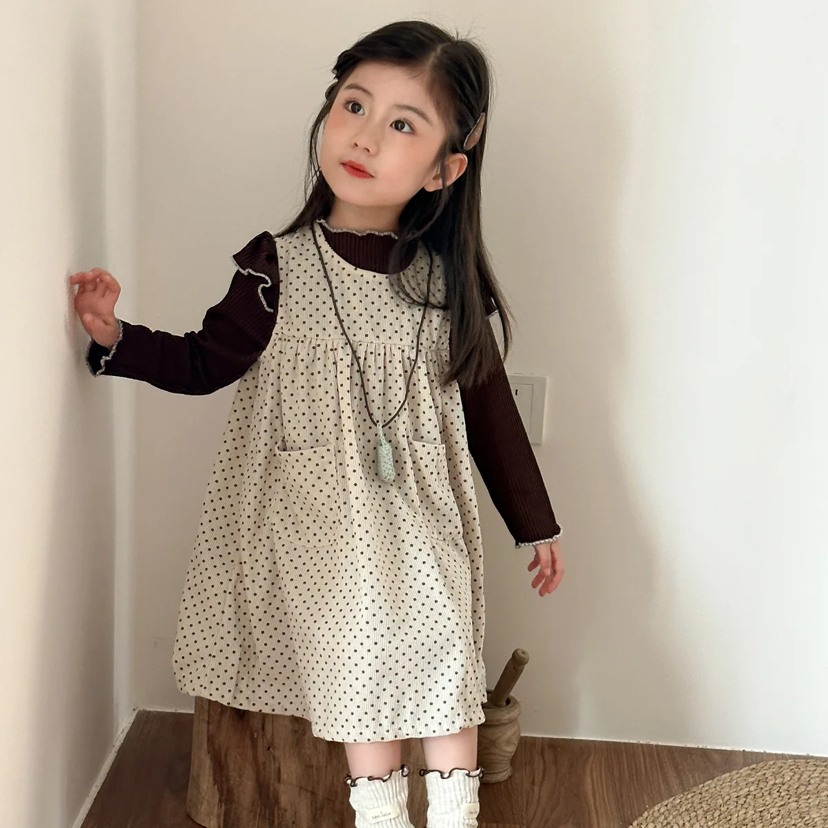 2025 Autumn New Children Sleeveless Dress Corduroy Girls Cute Polka Dot Vest Dress Kids Casual Dress Baby Girl Princess Dress 1 2025 Autumn New Children Sleeveless Dress Corduroy Girls Cute Polka Dot Vest Dress Kids Casual Dress Baby Girl Princess Dress
