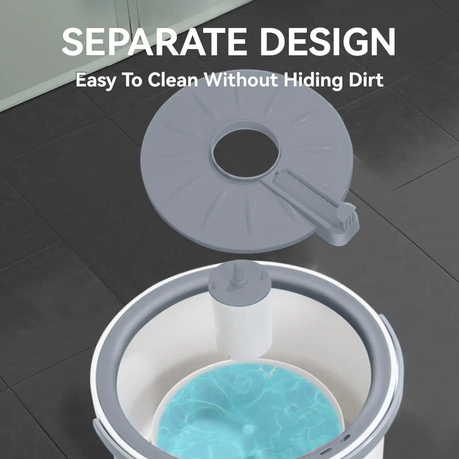 Mop With Bucket Set Rotating Mop Single Bucket Kit With Wringer Household Cleaner Supplies With Separate Dirty Water System For