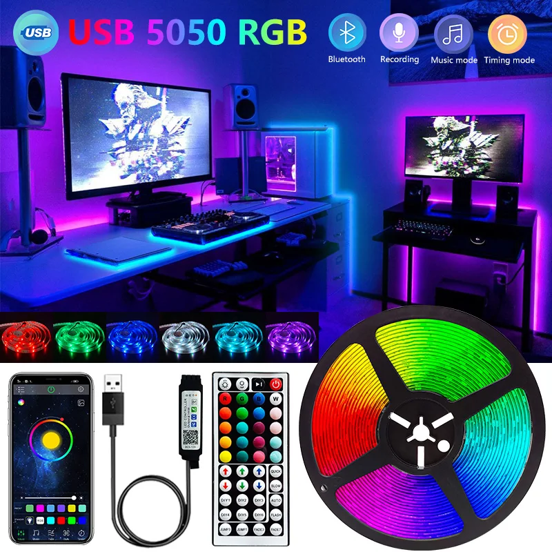 

44key LED Strip Light 1M 2M 3M 4M 5M Bluetooth Remote 44keys Tape for Room Decoration TV Backlight 5050 Lamp for Christmas Gifts