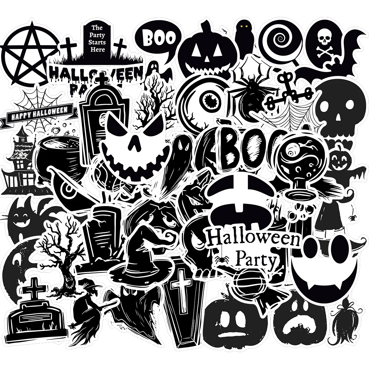 

10/25/50pcs Halloween Accessories Pumpkin head Gifts for Kids Teens Adults Stickers Skateboard Luggage Guitar Candy PVC Sticker