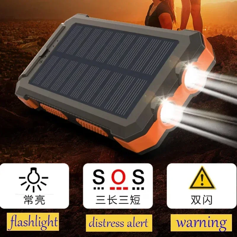 20000mAh Solar Power Bank Portable Large Capacity Charger Compatible with IOS Android USB-A and USB-C Fast Charging 6