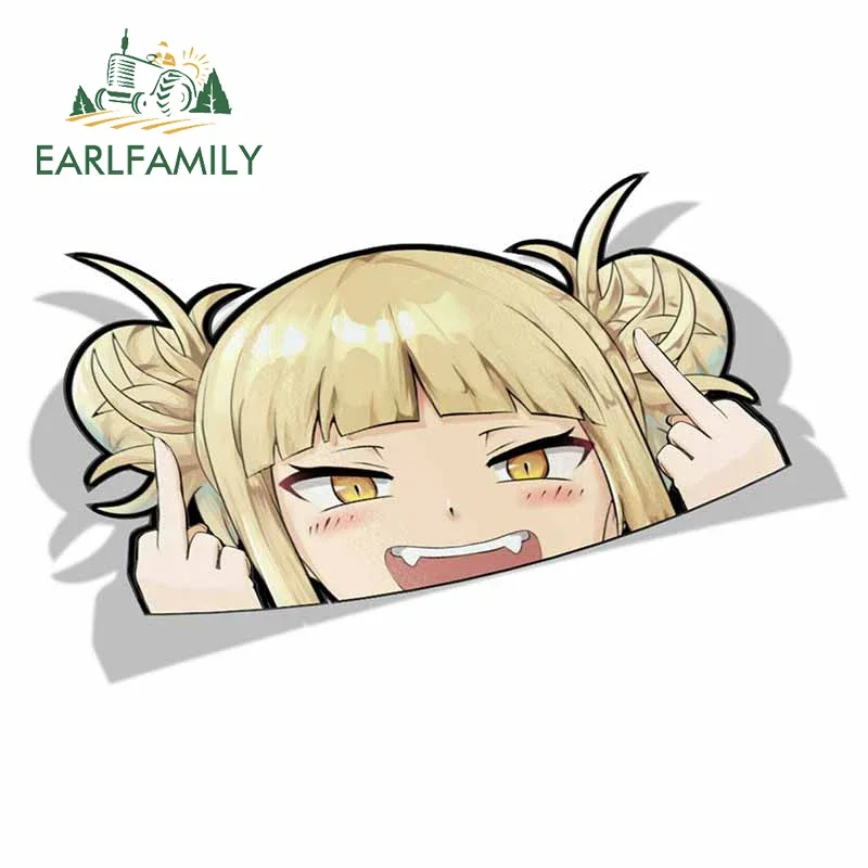 

EARLFAMILY Мультяшные автомобильные наклейки для химико Тога мой герой Академия Peeker Peek аниме виниловые наклейки JDM наклейки на окно багажник бам...