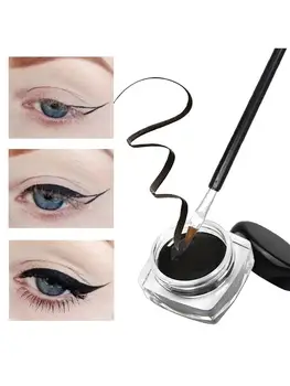 Heallor 1PC Waterproof Gel Eyeliner Mini Eyeliner Gel Cream With Brush Makeup Cosmetic Black Waterproof Eye Liner Pen - Thumbnail 8